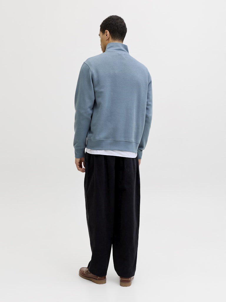 JACK & JONES Soho Quarter Zip Sweatshirt-Blue Mirage Blue Mirage back view