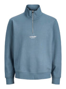 JACK & JONES Soho Quarter Zip Sweatshirt-Blue Mirage Blue Mirage side view