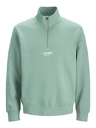 JACK & JONES Soho Quarter Zip Sweatshirt-Mineral Blue Mineral Blue side view