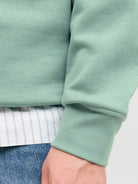 JACK & JONES Soho Quarter Zip Sweatshirt-Mineral Blue Mineral Blue flat front view