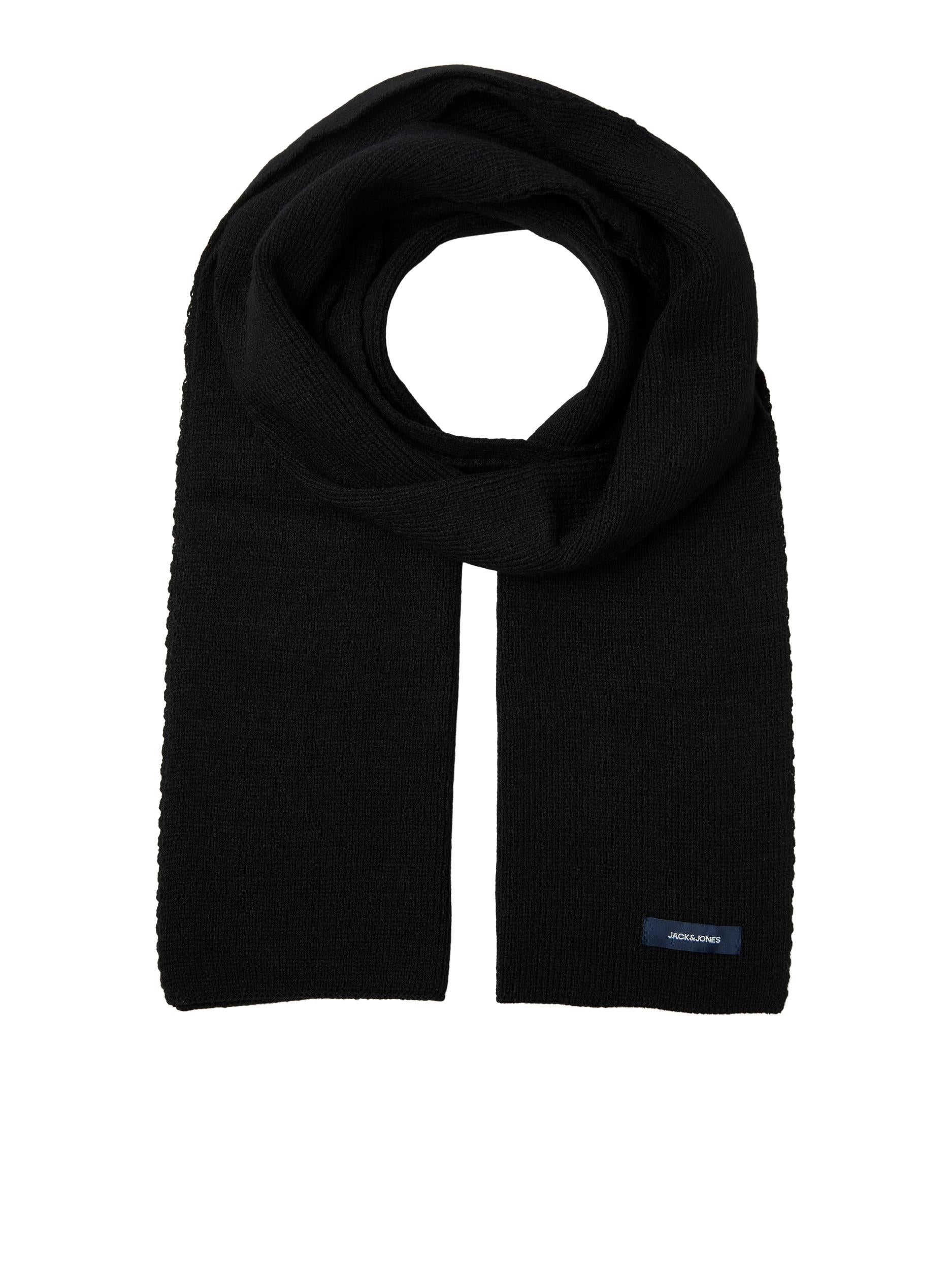 DNA Knitted Men's Black Scarf-Flat view