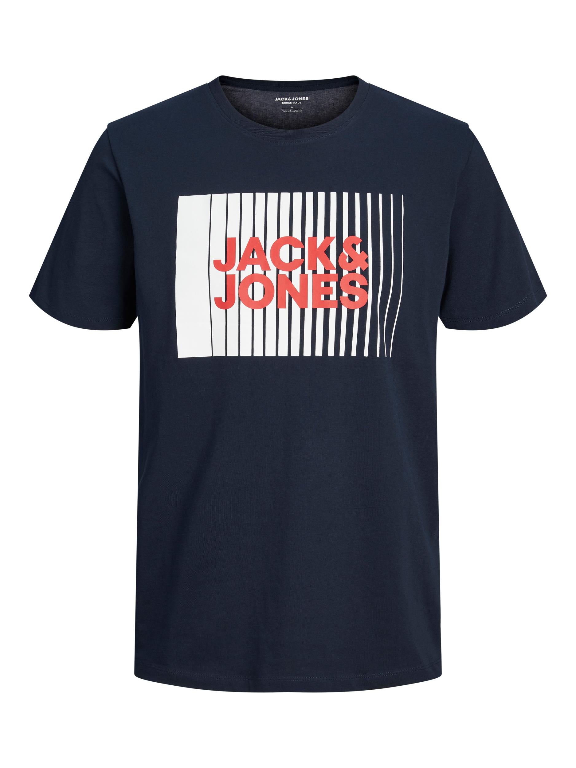 Jack Jones Youths Junior Corp Logo Short Sleeve Tee Navy Blazer close up view