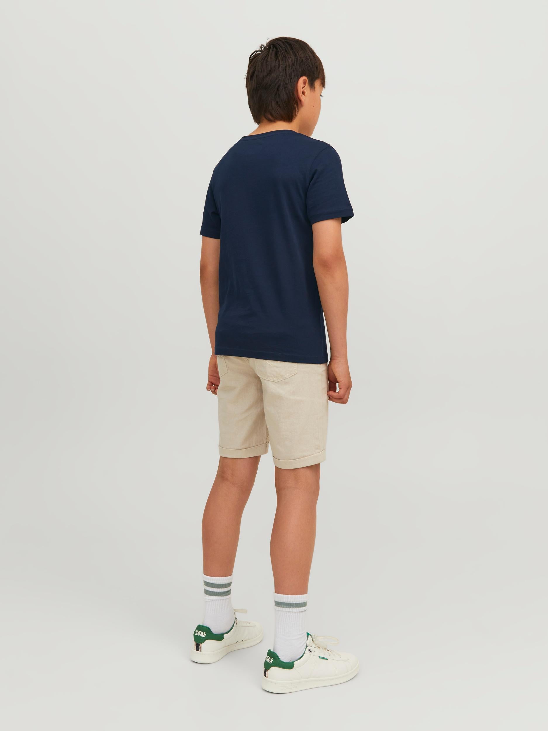 Boy's Navy Junior Corp Logo Short Sleeve Tee-Model Back View