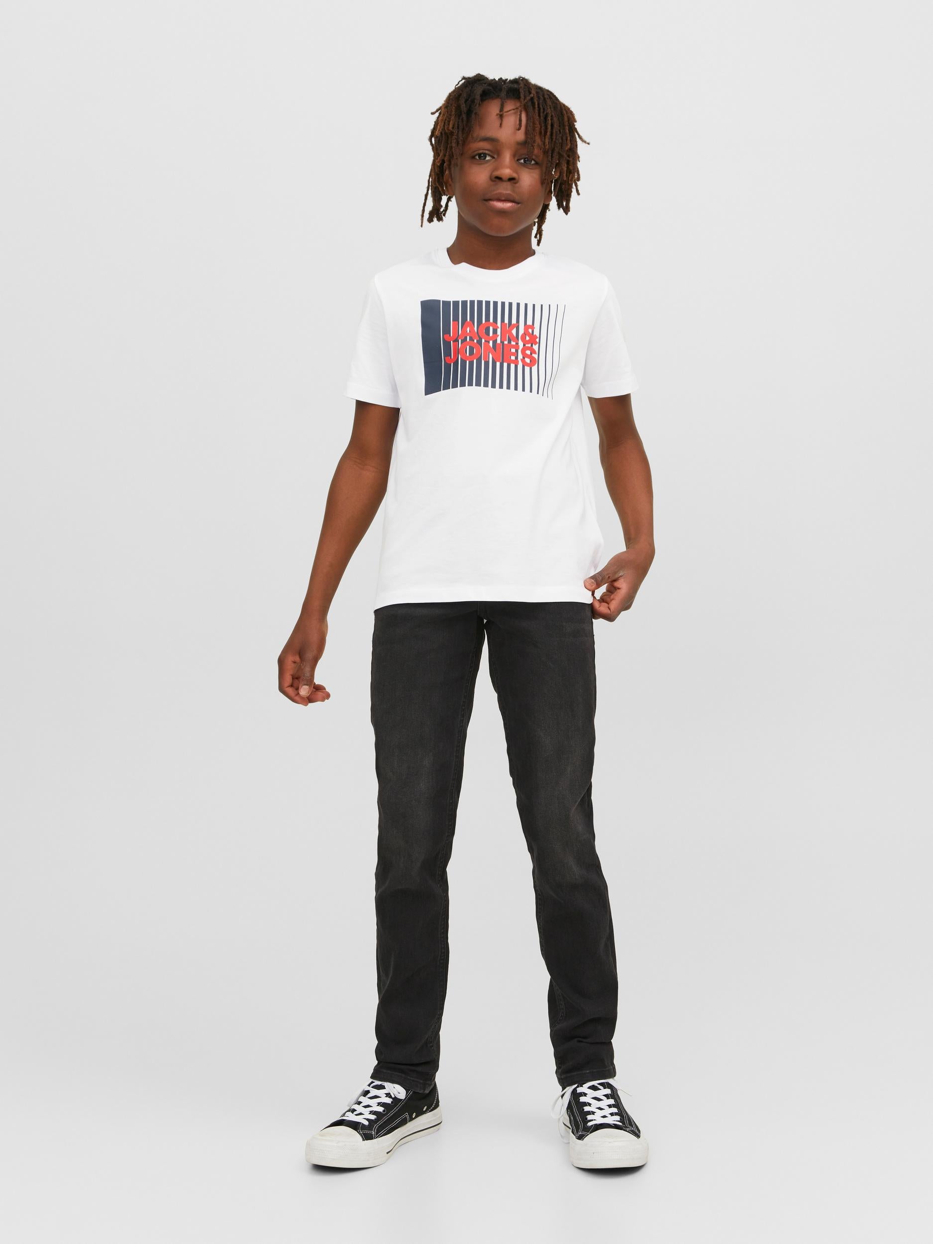 Jack Jones Youths Junior Corp Logo Short Sleeve Tee White detail view