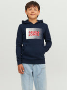 Jack Jones Youths Junior Corp Sweat Hood Navy Blazer front view