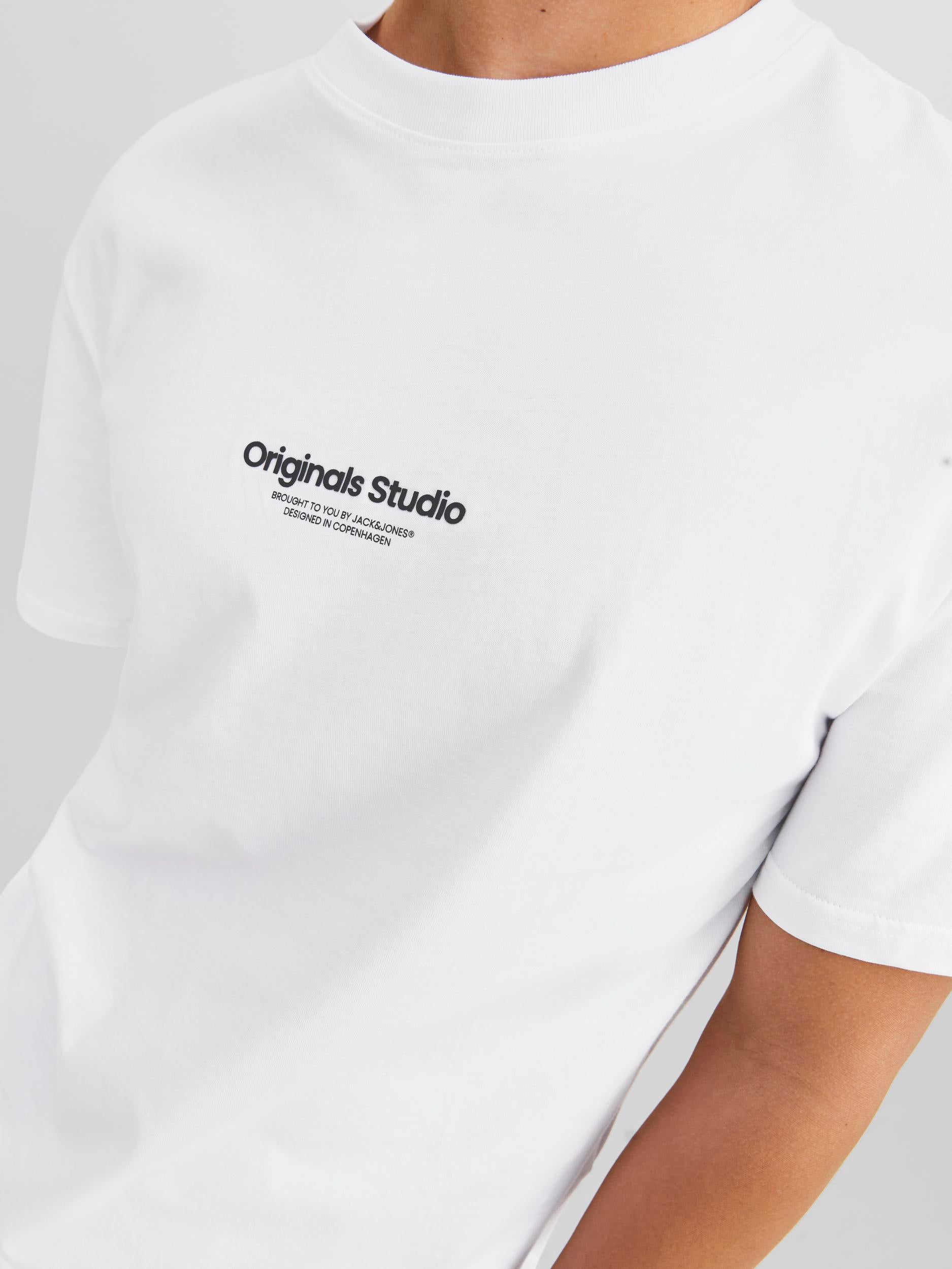 JACK JONES ORIGINALS Vesterbro Tee Short Sleeve Crew Neck-Bright White Bright White back view
