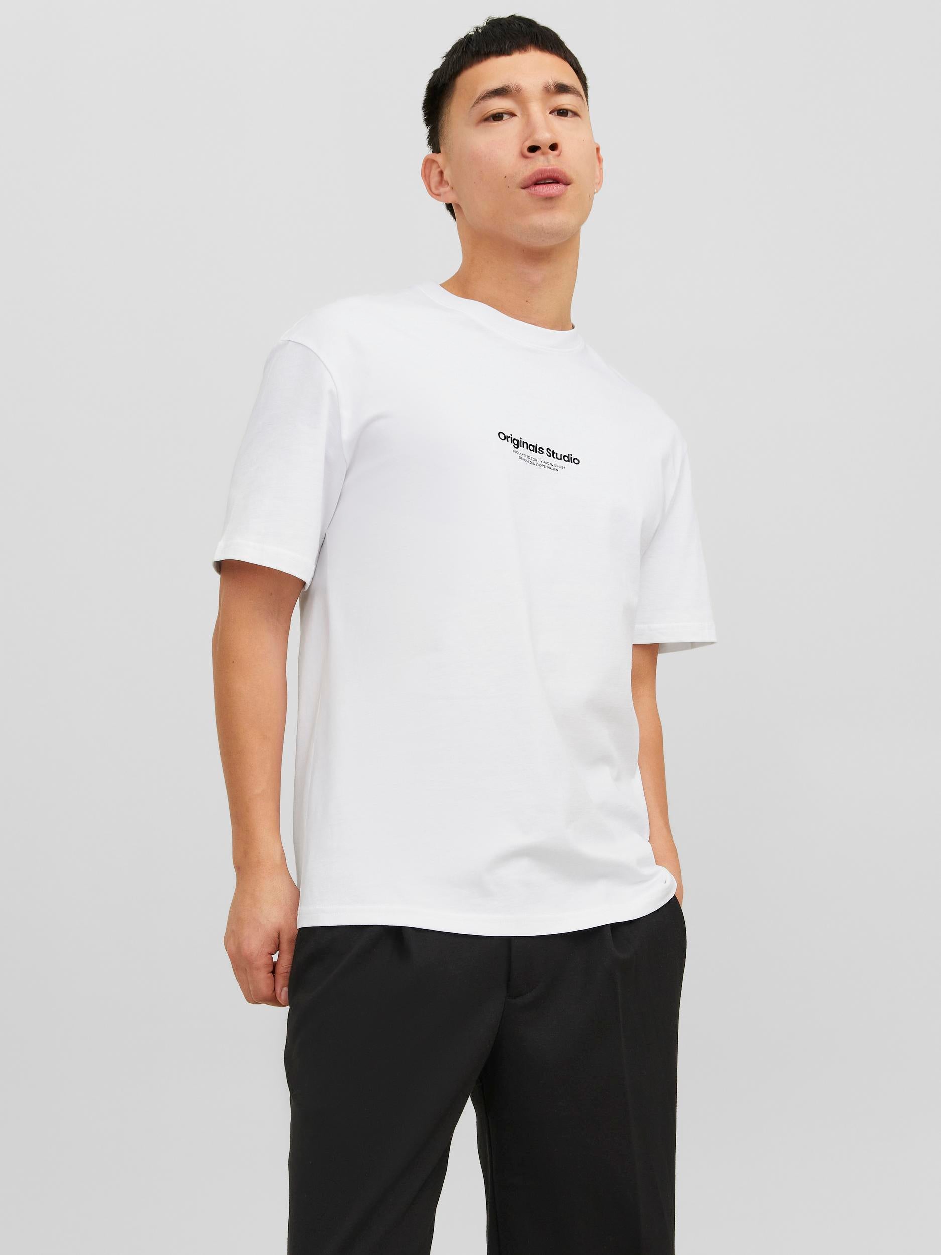 JACK JONES ORIGINALS Vesterbro Tee Short Sleeve Crew Neck-Bright White Bright White front view