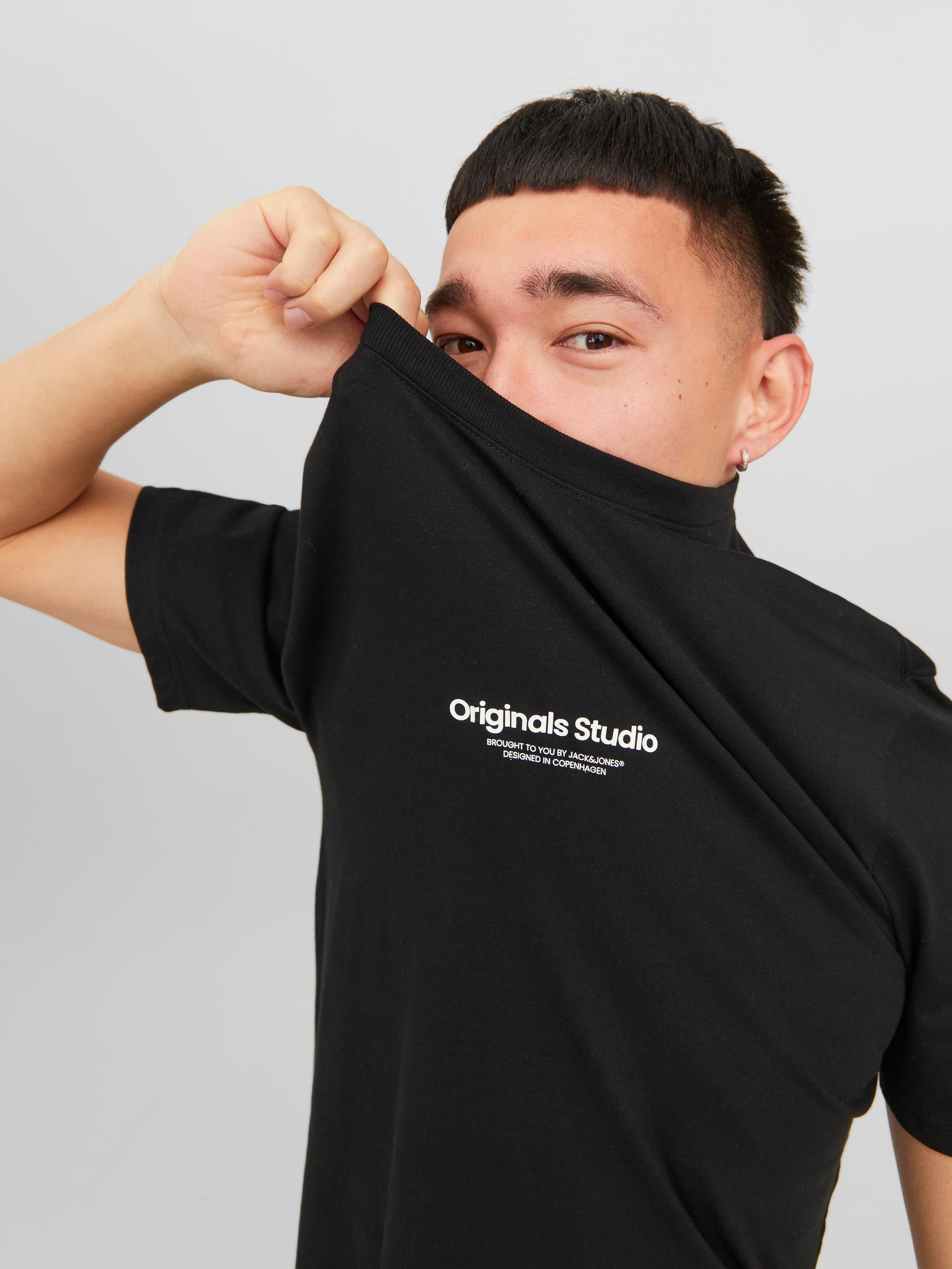 JACK JONES ORIGINALS Vesterbro Tee Short Sleeve Crew Neck-Black Black back view