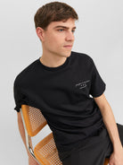 JACK JONES PREMIUM Sanchez Branding Black Crew Neck Tee Black back view