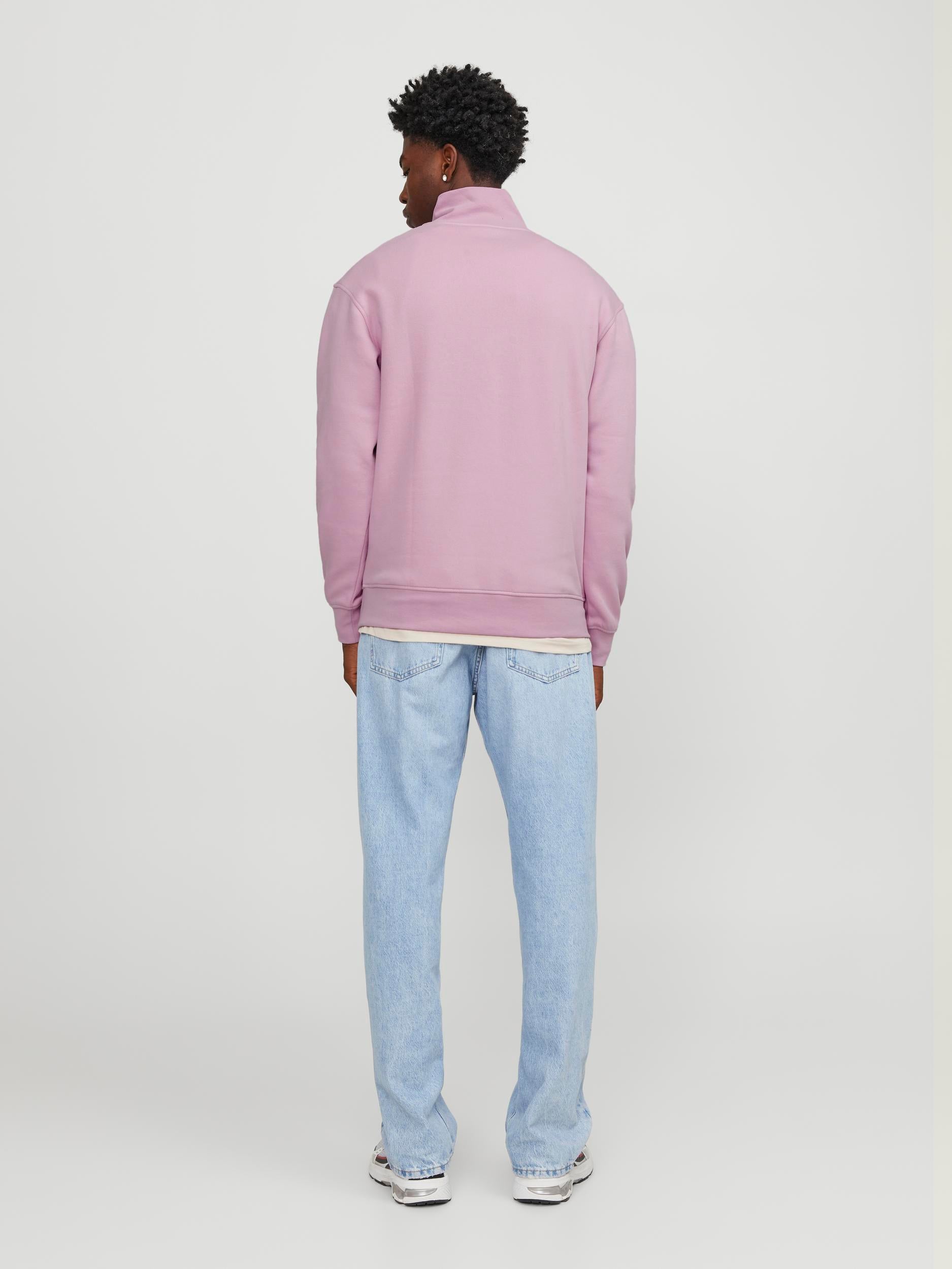 Men's Vesterbro Sweat Quarter Zip-Pink Nectar-Model Back View