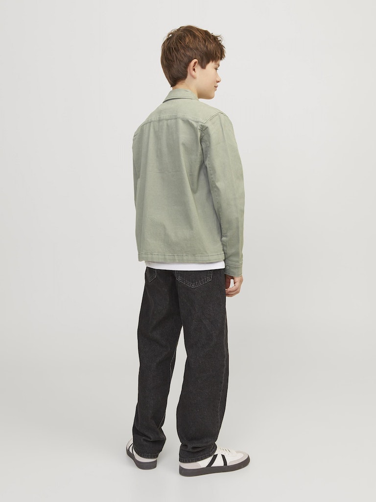 Boy's Eon Overshirt Long Sleeve Junior-Agave Green-Model Back View