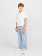 Jack Jones Youths Chris Junior 855 Relaxed Fit Blue Jeans BLUE model front view