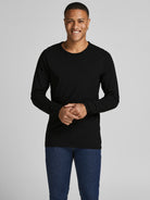 JACK & JONES Basic O-Neck Basic Long Sleeve Tee Black front view