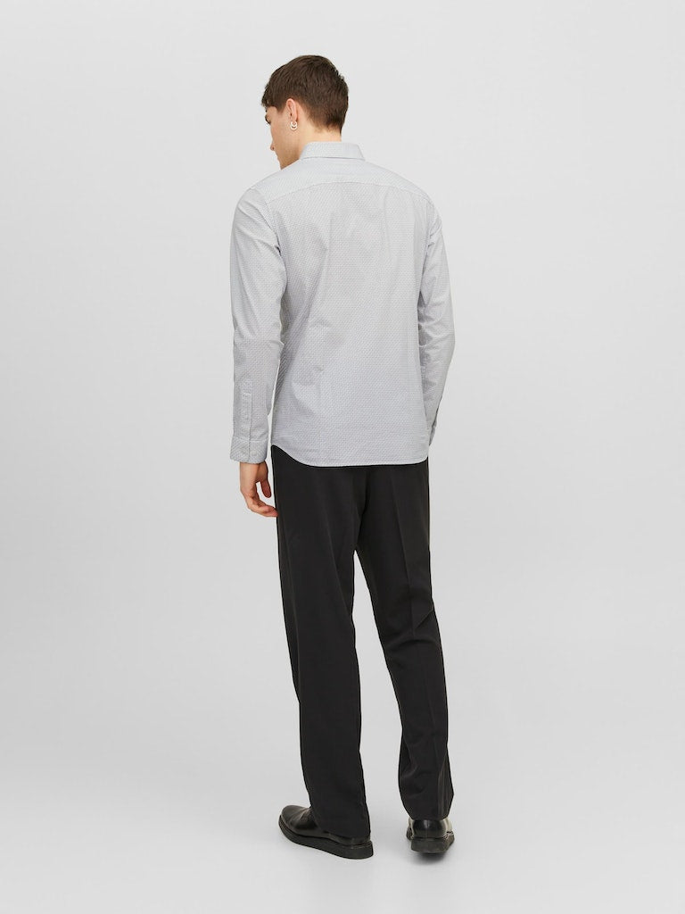 Men's Blackpool Stretch Shirt Long Sleeve-White-Back View
