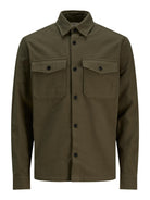JACK JONES PREMIUM Roy Solid Overshirt Long Sleeve-Grape Leaf Grape Leaf flat front view