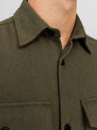 JACK JONES PREMIUM Roy Solid Overshirt Long Sleeve-Grape Leaf Grape Leaf back view