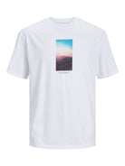 JACK JONES ORIGINALS Vesterbro Picture Tee Short Sleeve Crew Neck-Bright White Moonbeam side view