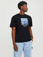 JACK JONES ORIGINALS Vesterbro Picture Tee Short Sleeve Crew Neck-Black Black front view