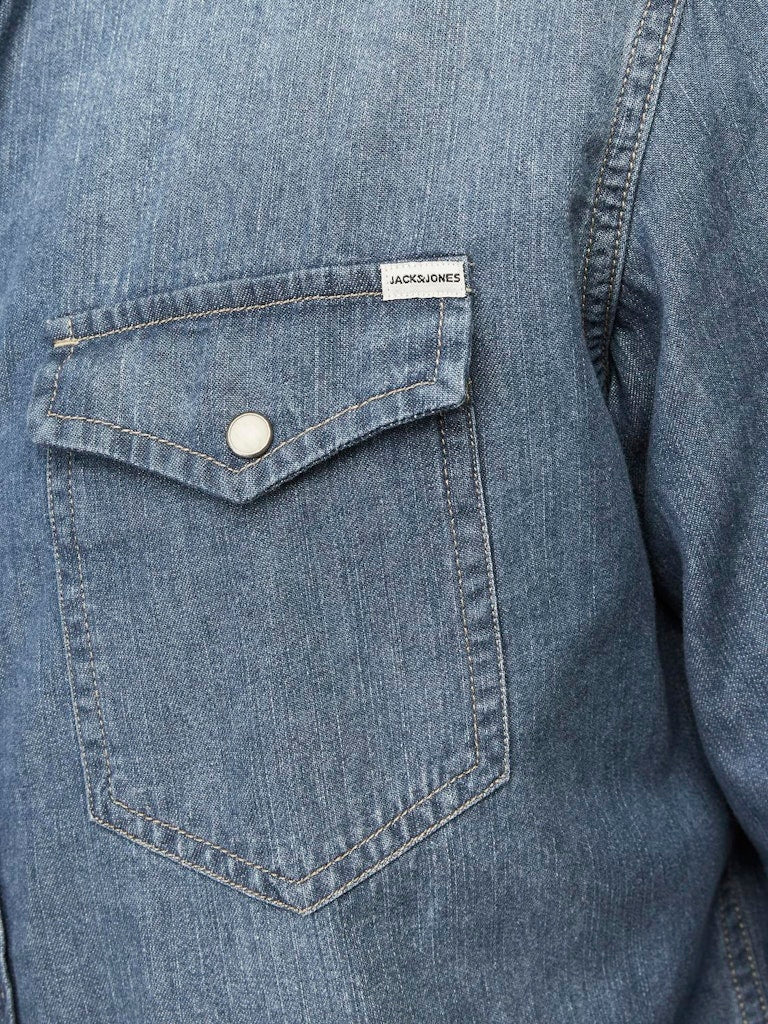 Men's Sheridan Medium Blue Denim Shirt-Pocket View