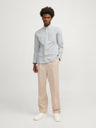 JACK JONES PREMIUM Brook Oxford Shirt Long Sleeve-Lily Pad Lily Pad model front view