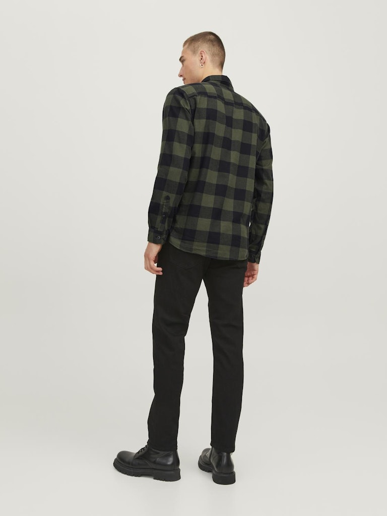 Gingham Twill Dusty Olive Shirt-Back view