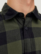 JACK & JONES Gingham Twill Dusty Olive Shirt Dusty Olive side view