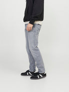 JACK & JONES Mike 811 Relaxed Tapered Fit Grey Denim Jeans GREY DENIM flat front view