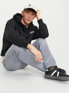 JACK & JONES Mike 811 Relaxed Tapered Fit Grey Denim Jeans GREY DENIM back view