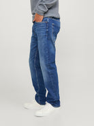JACK & JONES Clark 378 Straight Leg Blue Denim Jeans BLUE DENIM flat front view