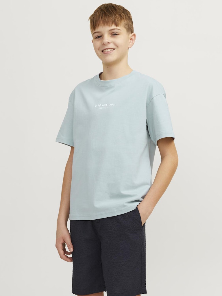 Boy's Vesterbro Tee Short Sleeve Crew Neck Junior-Gray Mist-Model Front View