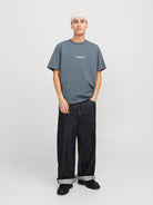 JACK JONES ORIGINALS Vesterbro Tee Short Sleeve Crew Neck-Stormy Weather Stormy Weather model front view