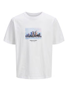 JACK JONES ORIGINALS Vesterbro Picture Tee White full front view