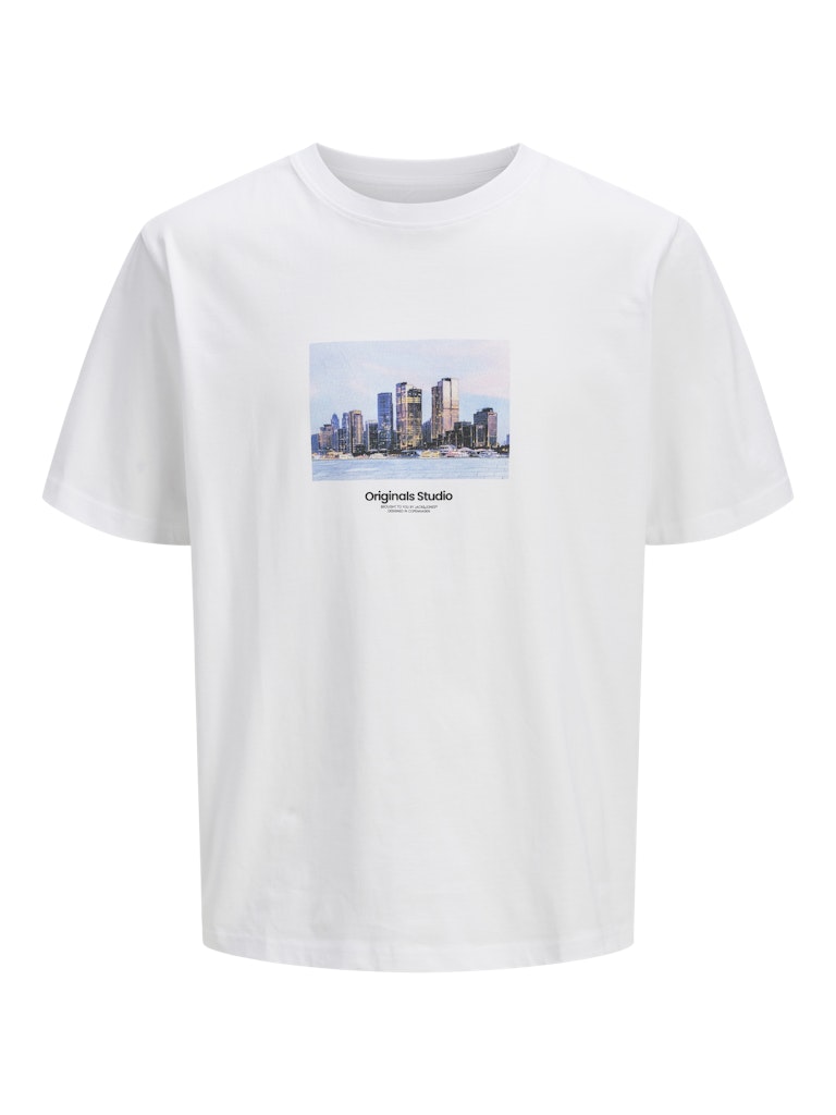 JACK JONES ORIGINALS Vesterbro Picture Tee White full front view