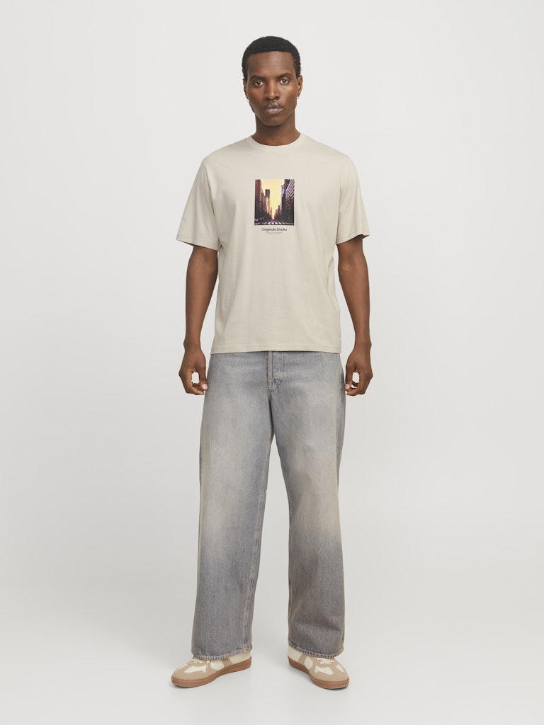 JACK JONES ORIGINALS Vesterbro Picture Tee White flat front view