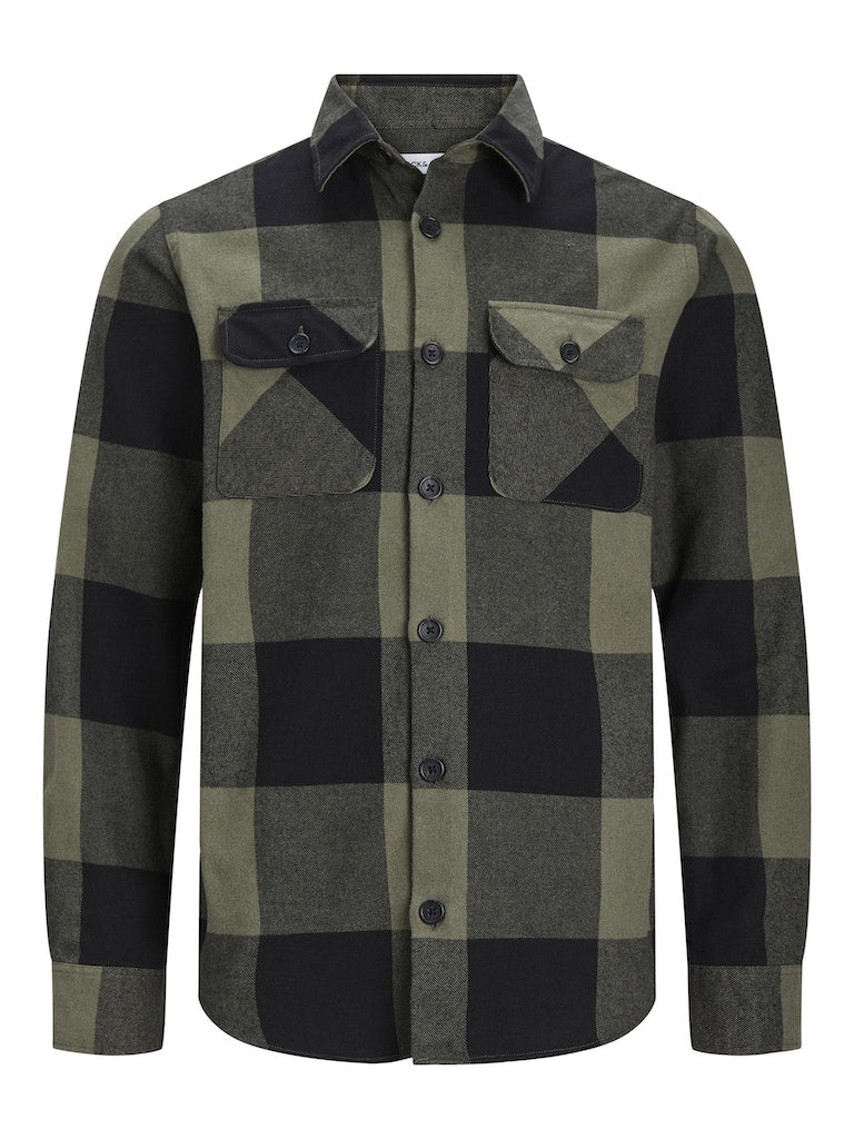 Darren Dusty Olive Overshirt-Front view