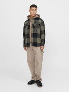 JACK & JONES Darren Dusty Olive Overshirt Dusty Olive model front view