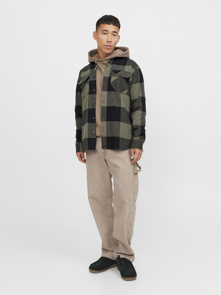 JACK & JONES Darren Dusty Olive Overshirt Dusty Olive model front view