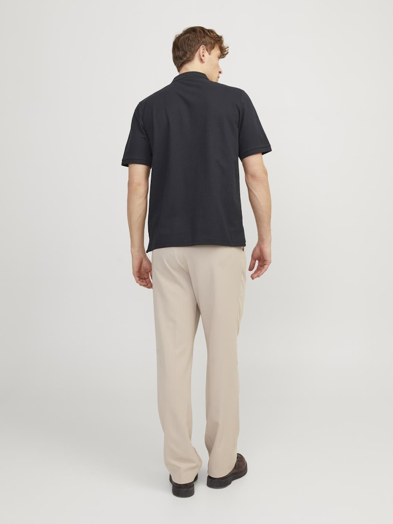 Men's Mac Zip Short Sleeve Polo-Dark Navy-Model Back View