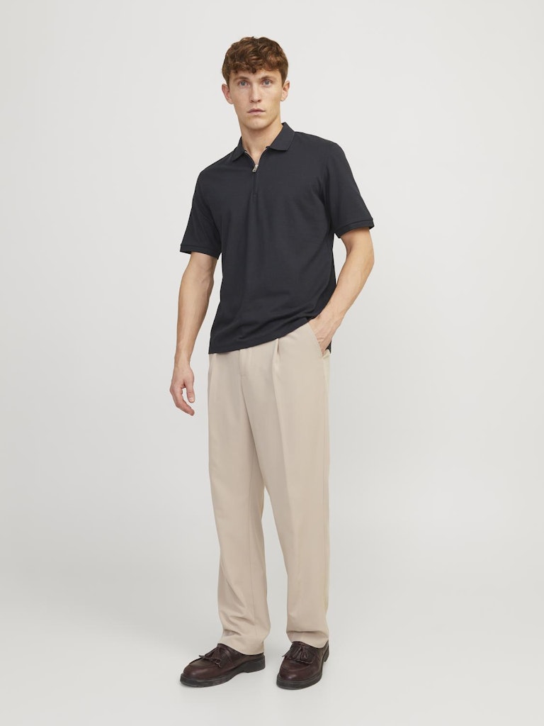 Men's Mac Zip Short Sleeve Polo-Dark Navy-Model Full Front View