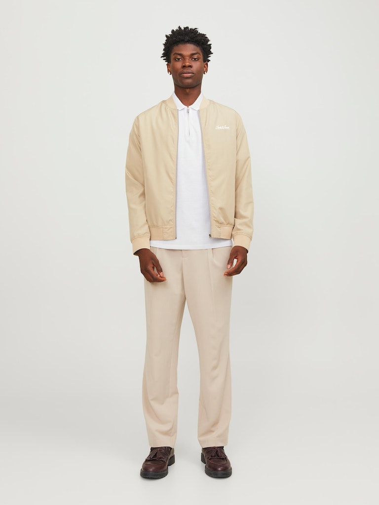 Men's Mac Zip Short Sleeve Polo-White-Model Full Front View