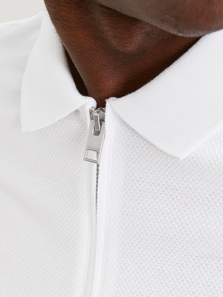 Men's Mac Zip Short Sleeve Polo-White-Collar View