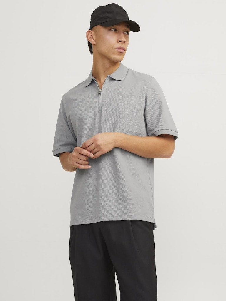 Men's Mac Zip Short Sleeve Polo-Ultimate Grey-Model Front View