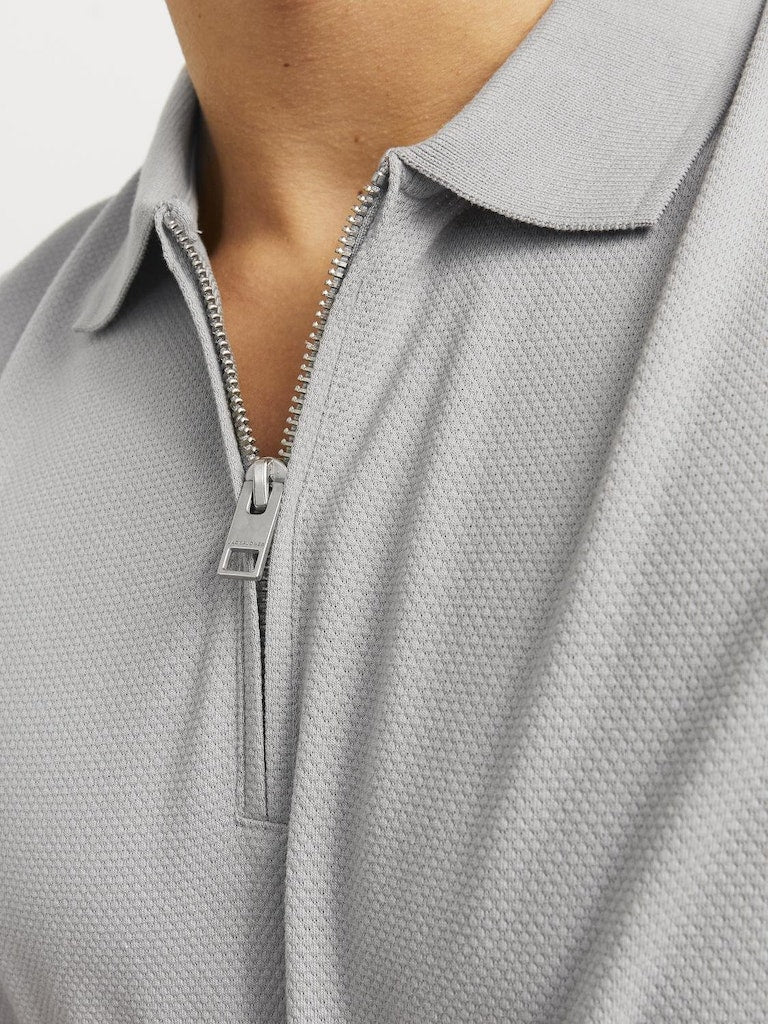 Men's Mac Zip Short Sleeve Polo-Ultimate Grey-Zip Fastening View