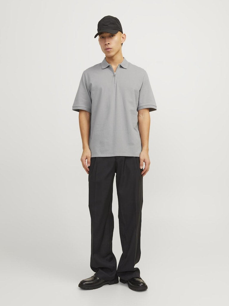 Men's Mac Zip Short Sleeve Polo-Ultimate Grey-Model Full Front View