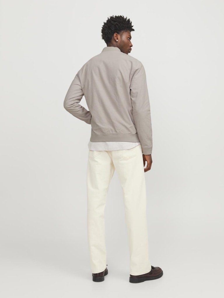 Back view of the Jack and Jones Summer Linen Crockery bomber jacket on model