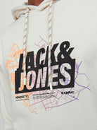 JACK JONES CORE Map Logo Sweat Hood-Moonbeam Moonbeam side view