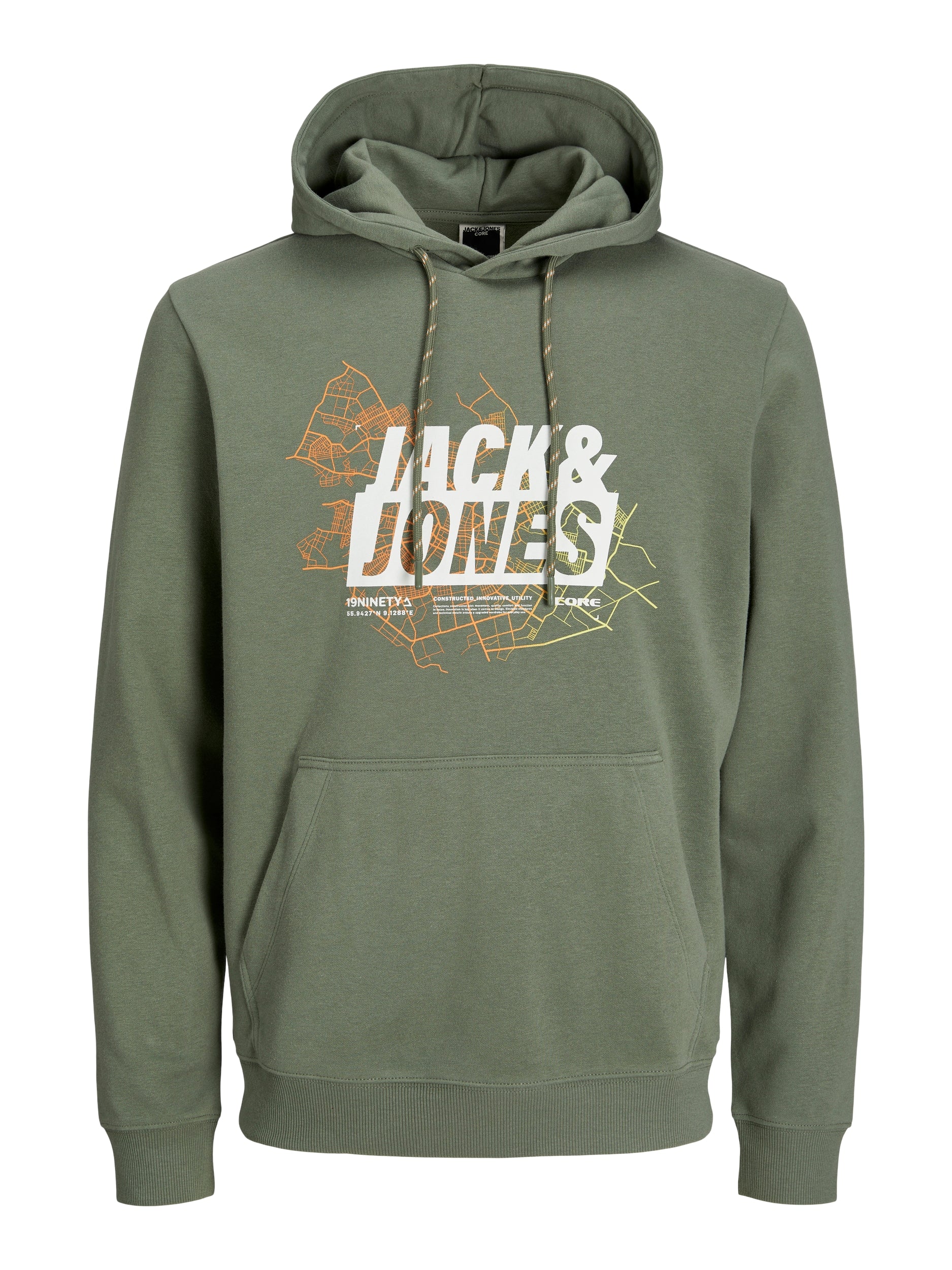 Men's Map Logo Sweat Hood-Agave Green-Front View