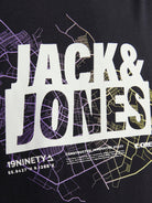 JACK JONES CORE Map Logo Tee Short Sleeve Crew Neck-Black Black back view