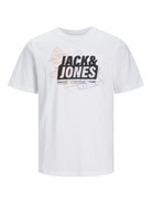 Men's Map Logo Tee Short Sleeve Crew Neck-White-Front View