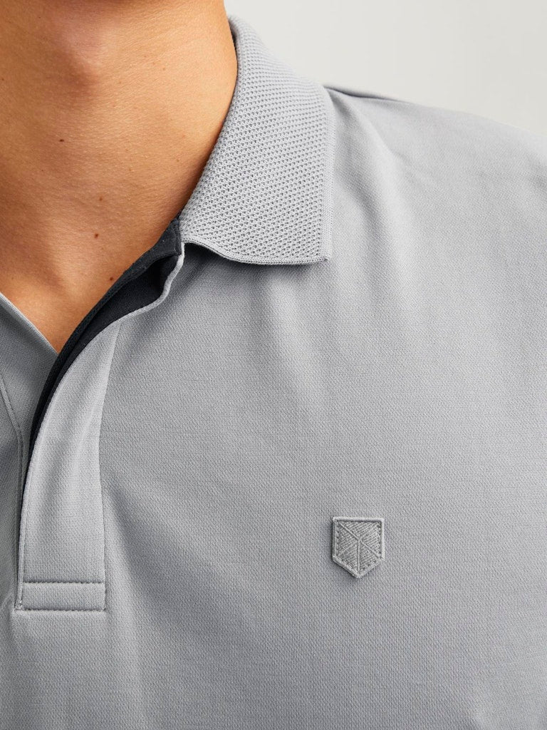 Rodney Short Sleeve Grey Polo Shirt-Logo view